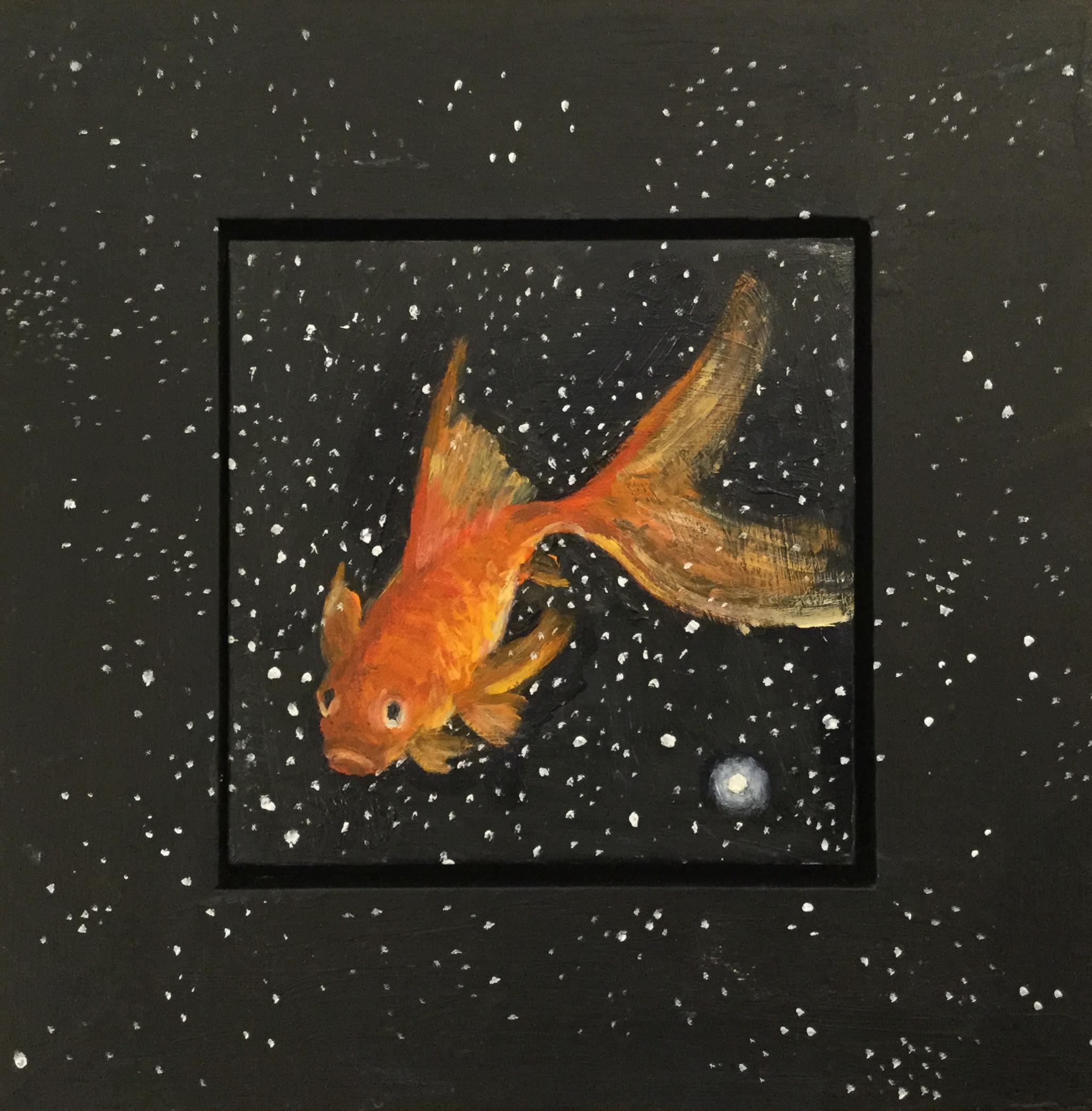 Julie Fleming-Williams Animal Painting - Goldfish by starlight III