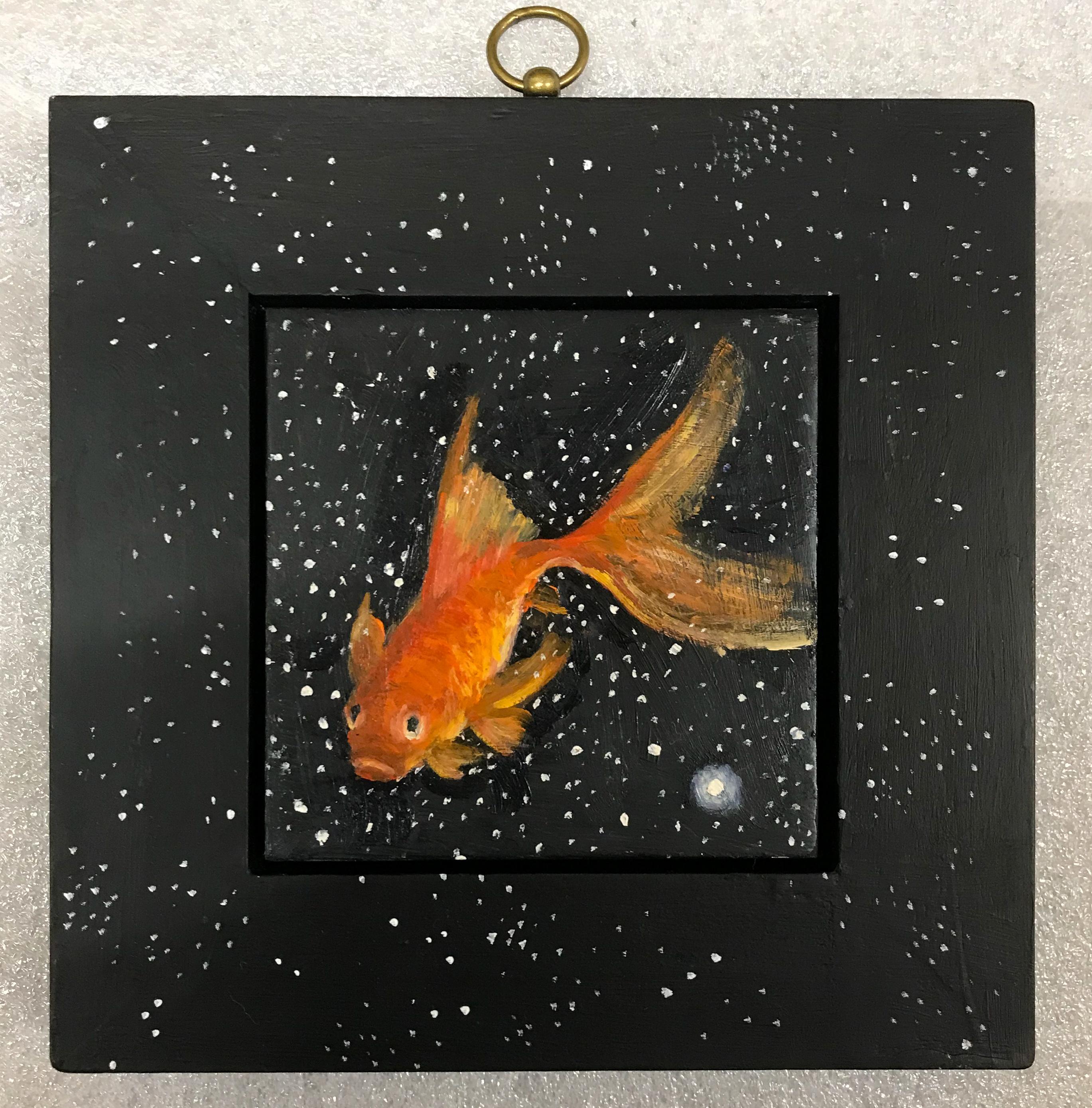 Goldfish by starlight III - Painting by Julie Fleming-Williams
