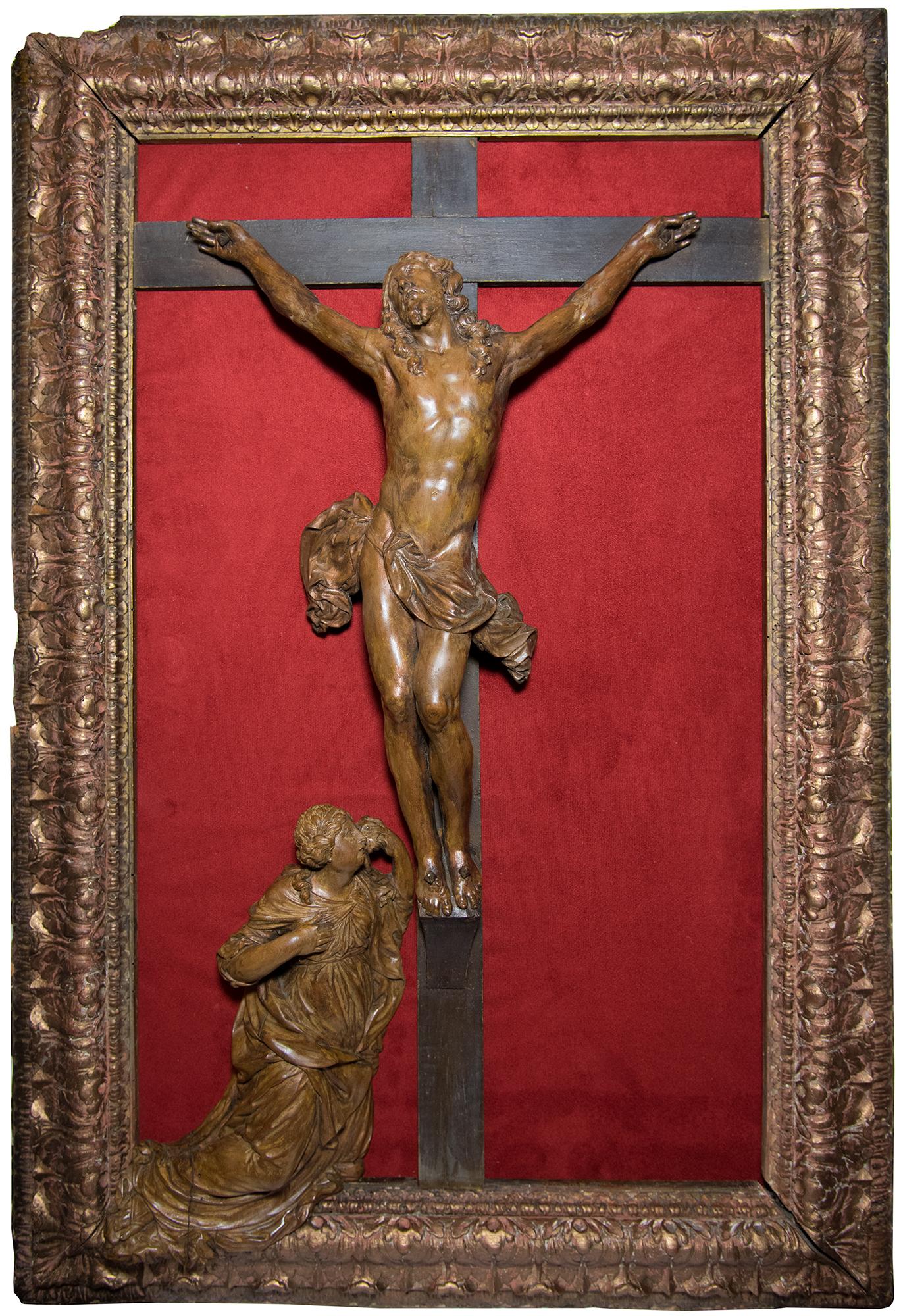 César BAGARD Figurative Sculpture - Large framed Christ, late 17th century, César Bagard and workshop