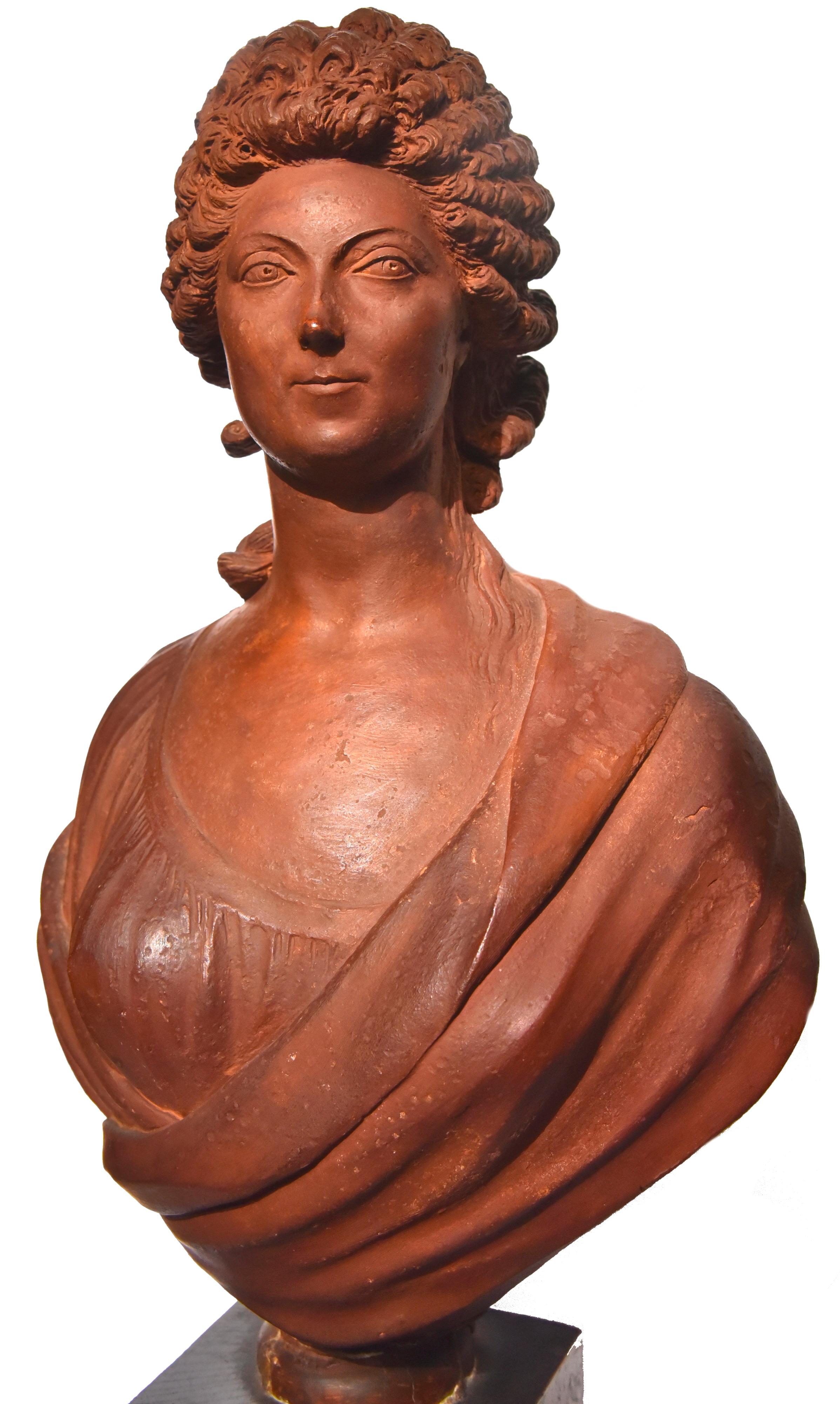 François-Joseph Martin de Grenoble Figurative Sculpture - Terracotta bust of a woman from the revolutionary period by Martin de Grenoble, 