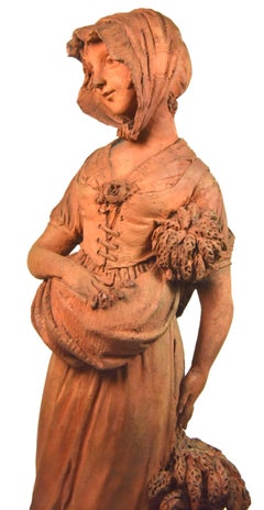 Couple of peasants - original terracotta figures by Louis Delaville, 1805