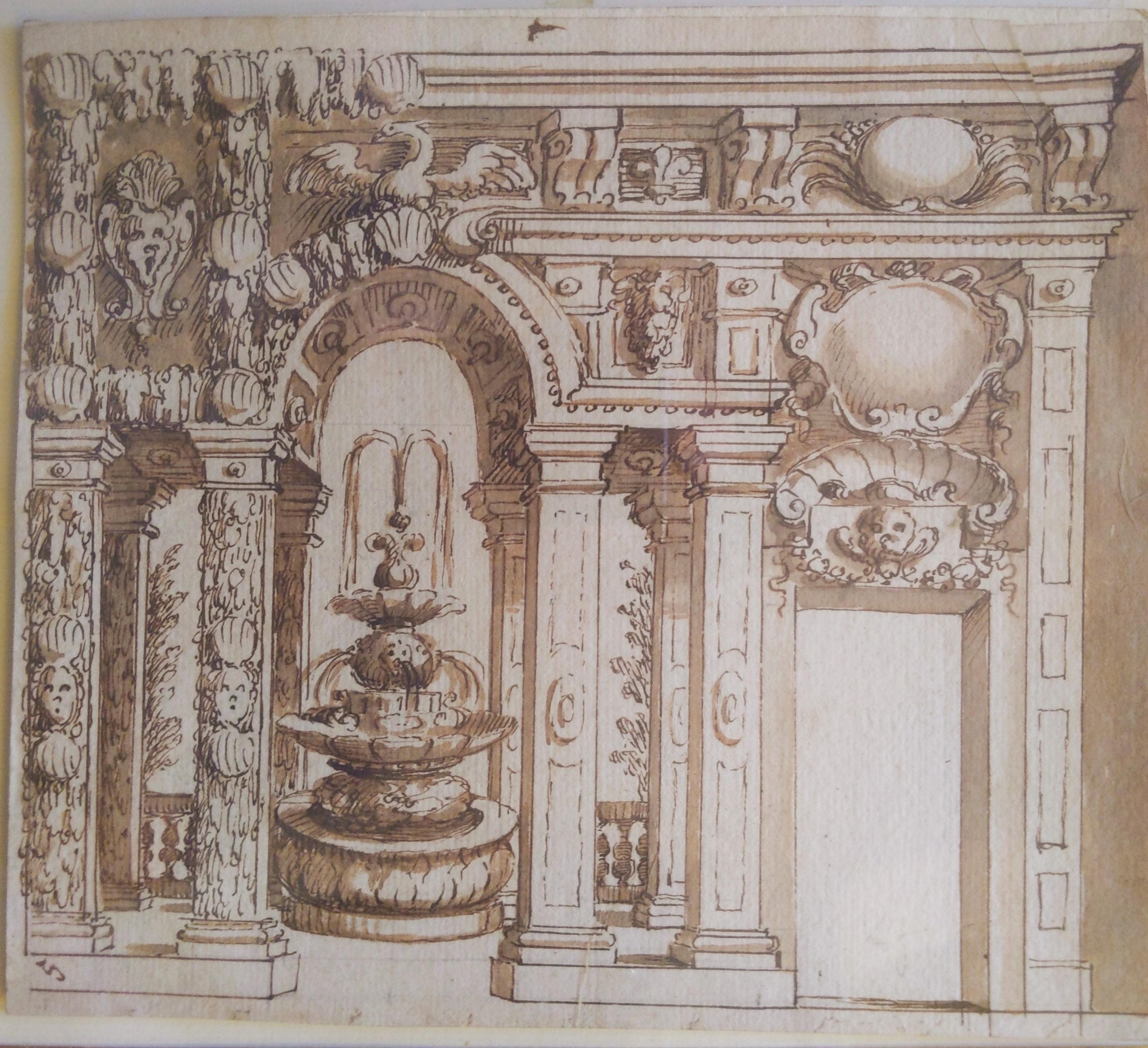 Gallery and Fountain project in a garden, Italy 1550-1625 - Art by Unknown