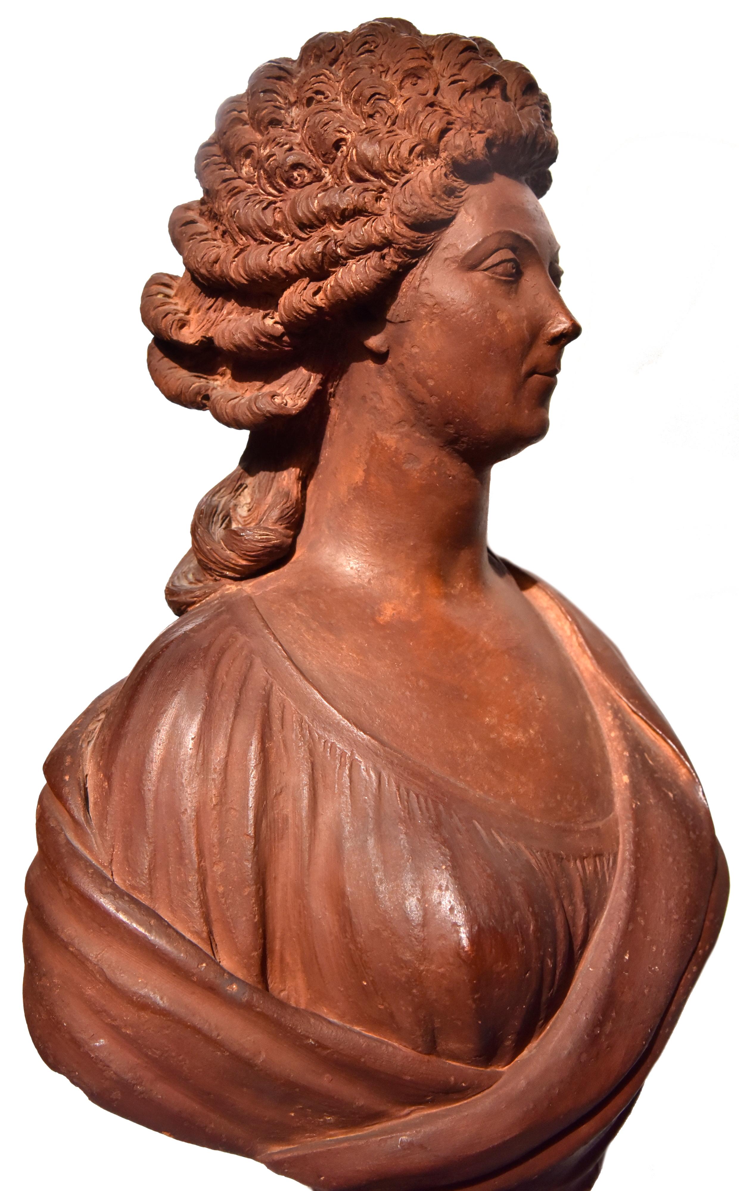 Terracotta bust of a woman from the revolutionary period by Martin de Grenoble,  - Romantic Sculpture by François-Joseph Martin de Grenoble