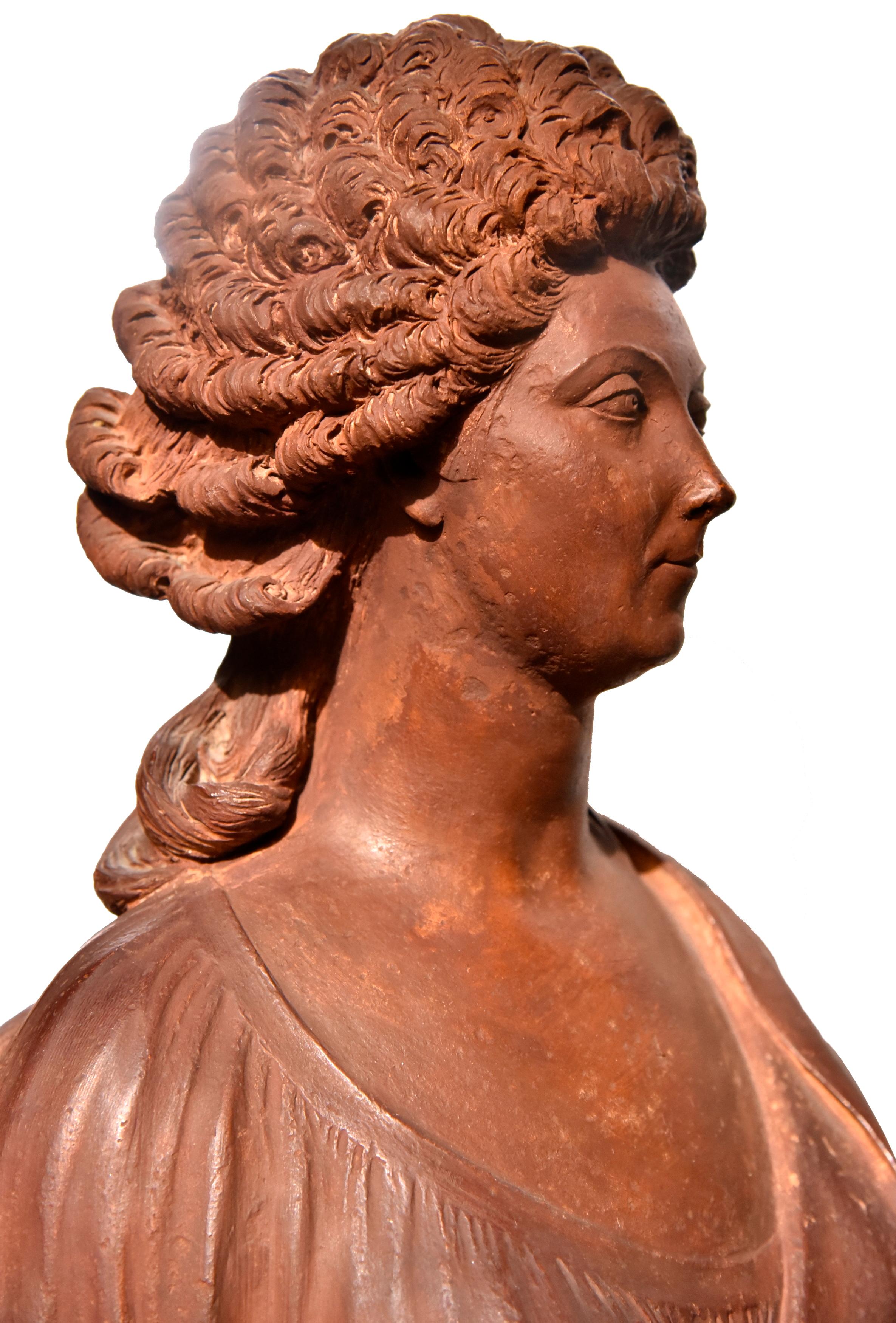 Terracotta bust of a woman from the revolutionary period by Martin de Grenoble,  For Sale 1