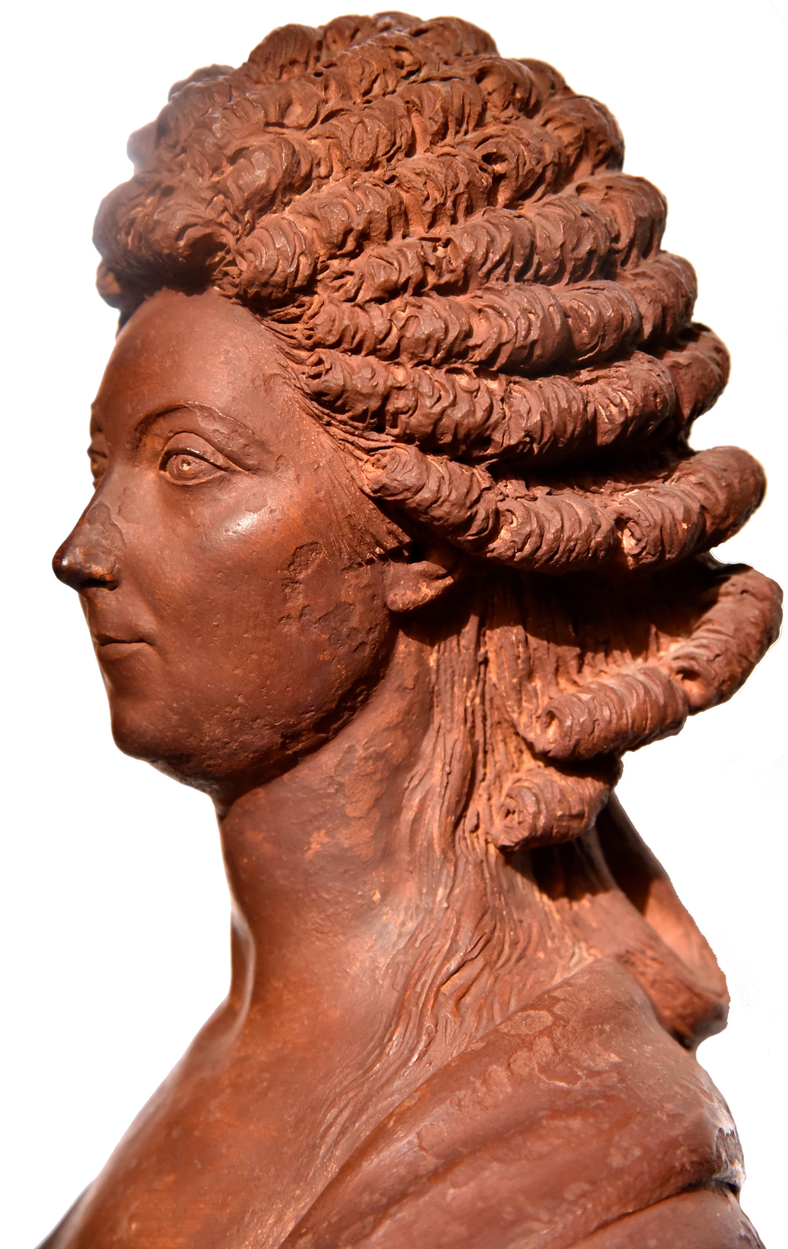 Terracotta bust of a woman from the revolutionary period by Martin de Grenoble,  For Sale 2