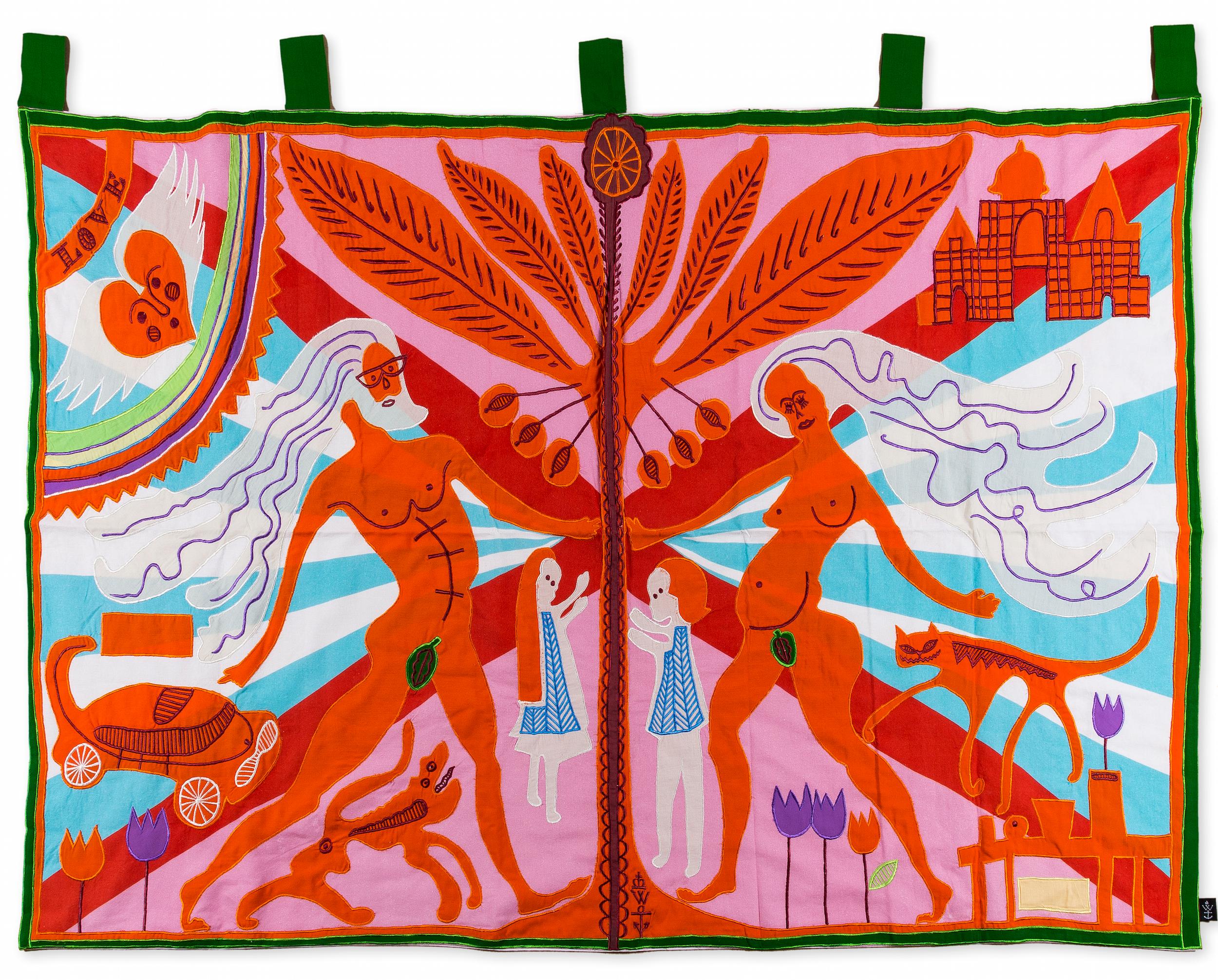 Marriage Flag --  Embroidery, Tapestry, Contemporary Art by Grayson Perry