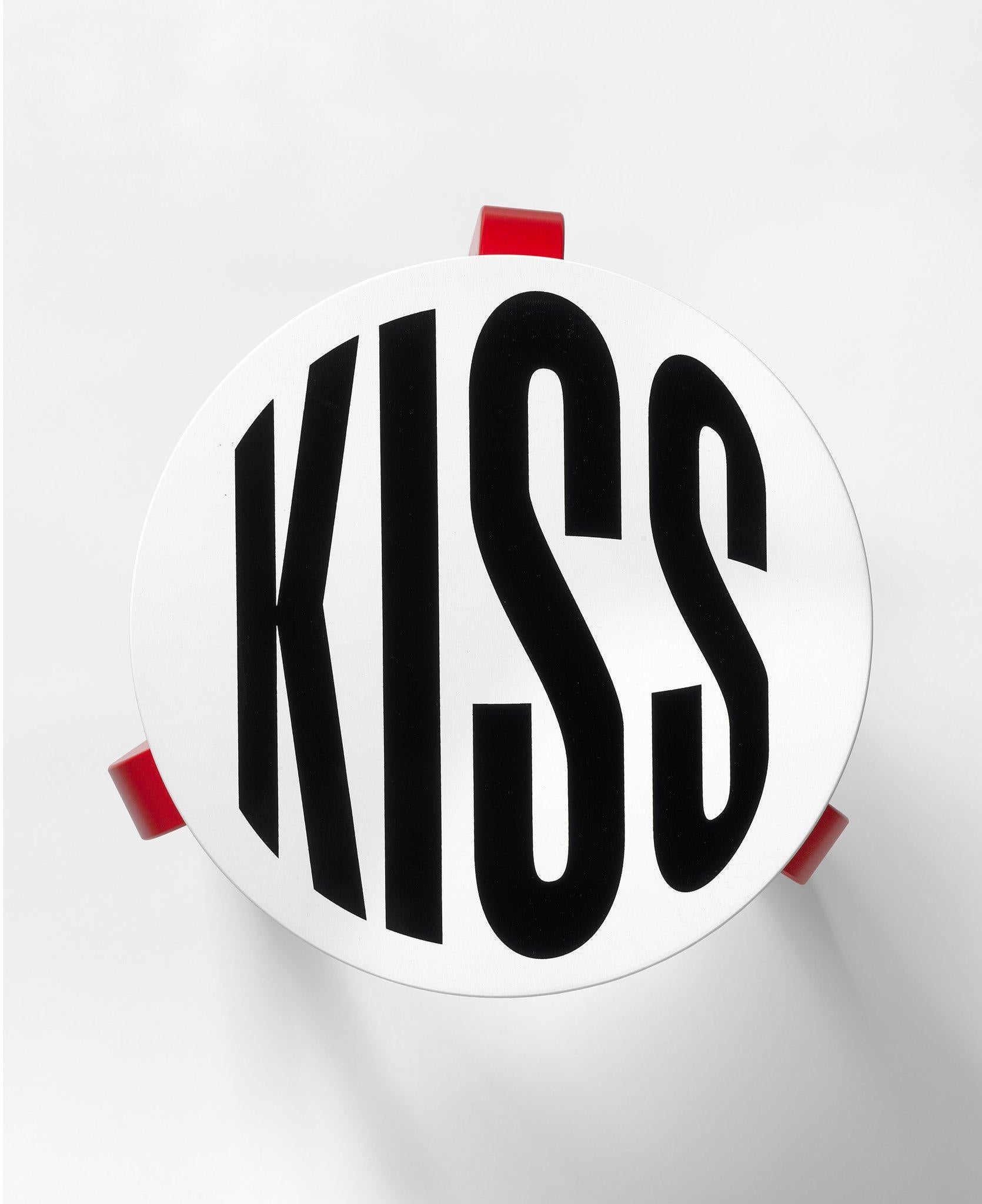Untitled [Kiss] -- Artek Stool 60, Chair, Furniture, Text Art by Barbara Kruger For Sale 1
