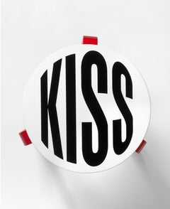 Untitled [Kiss] -- Artek Stool 60, Chair, Furniture, Text Art by Barbara Kruger
