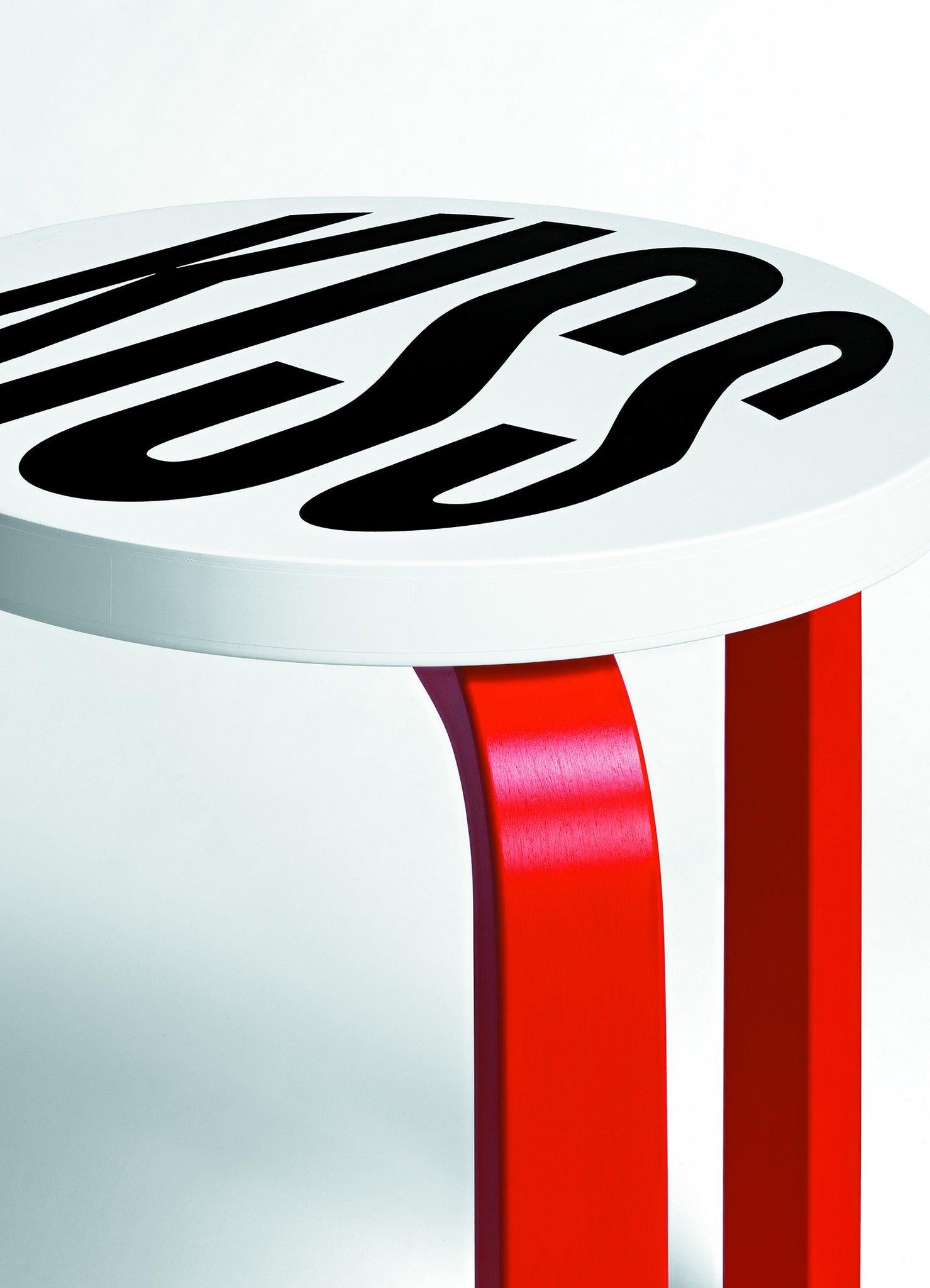 Untitled [Kiss] -- Artek Stool 60, Chair, Furniture, Text Art by Barbara Kruger For Sale 2