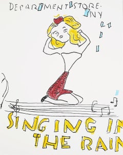 Singing In The Rain -- Screen Print, Lithograph, Human Figure by Rose Wylie