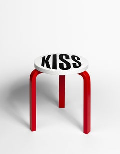 Untitled [Kiss] -- Artek Stool 60, Chair, Furniture, Text Art by Barbara Kruger
