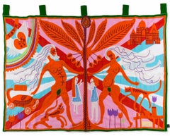 Marriage-Flagge  Stickerei, Wandteppich, zeitgenössische Kunst von Grayson Perry