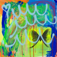 Nymphalidae Phosphorescence 5, silkscreen & acrylic abstract painting on canvas