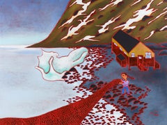 Filet de Pêche et Glacier, landscape painting of the arctic in Northern Quebec
