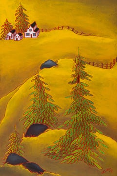 Foins, landscape oil painting of farm fields