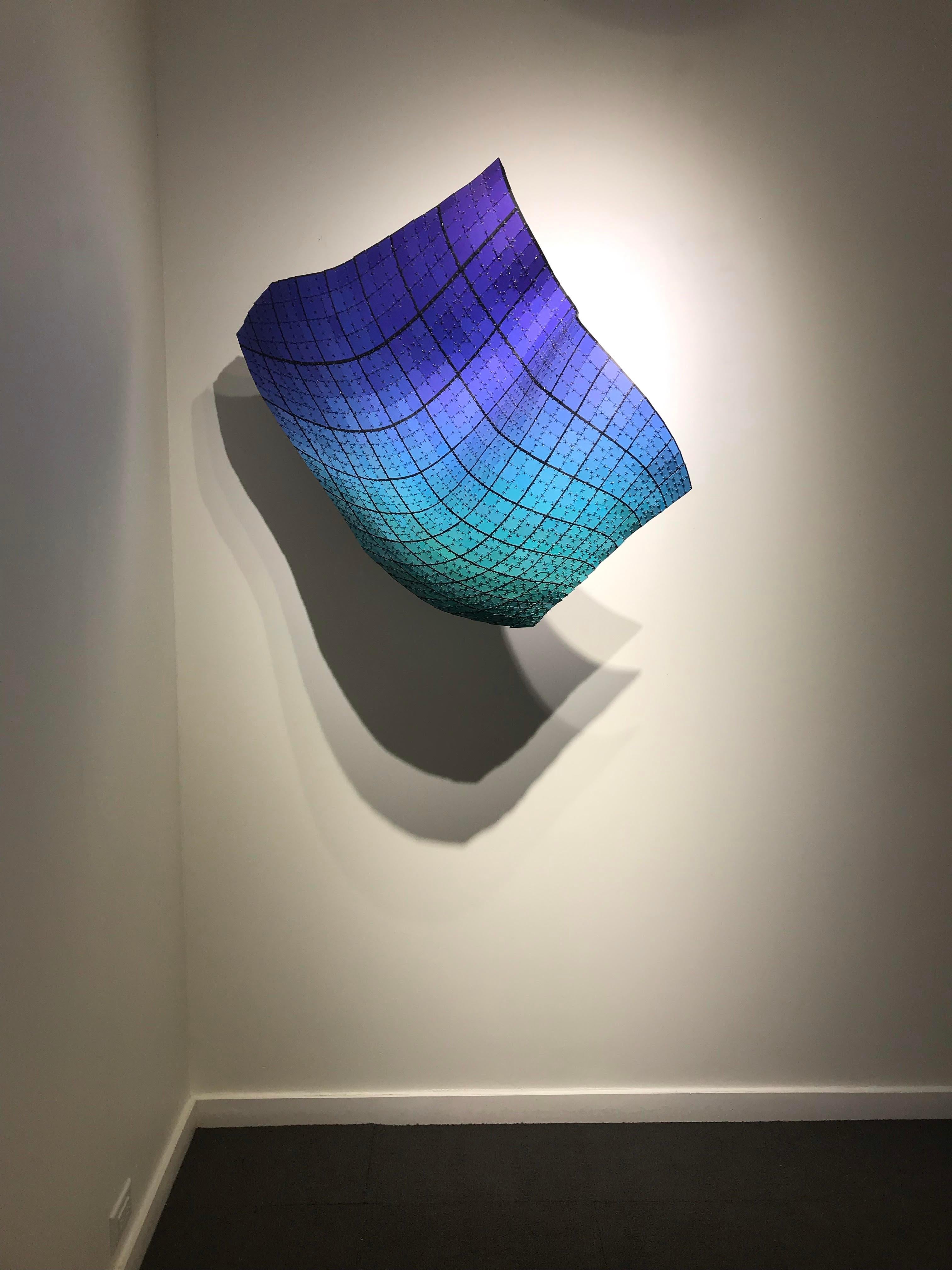 ICS2018seagrnturqprp, chromatic colour wall sculpture - Sculpture by Sydney Blum