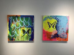 Nymphalidae Phosphorescence 5, silkscreen & acrylic abstract painting on canvas