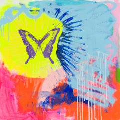Nymphalidae Phosphorescence 2, silkscreen & acrylic abstract painting on canvas