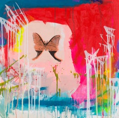 Nymphalidae Phosphorescence 4, silkscreen & acrylic abstract painting on canvas