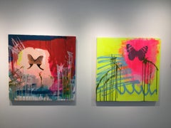 Nymphalidae Phosphorescence 1, silkscreen & acrylic abstract painting on canvas