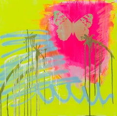 Nymphalidae Phosphorescence 1, silkscreen & acrylic abstract painting on canvas