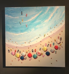 Contemporary 3D Seascape Painting 'Parasols' by Max Todd 