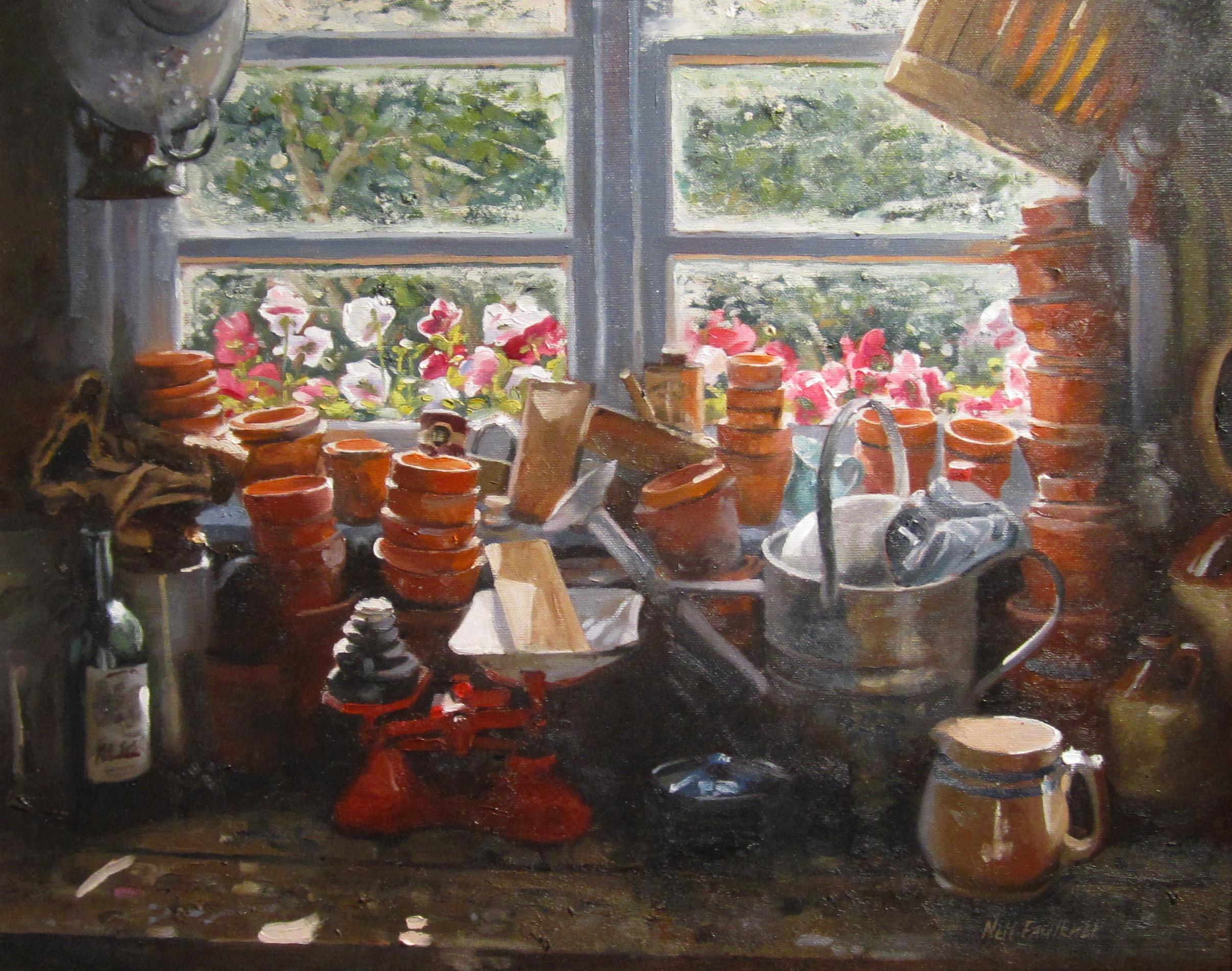 Contemporary Still Life Painting and Interior Scene 'The Potting Shed' 