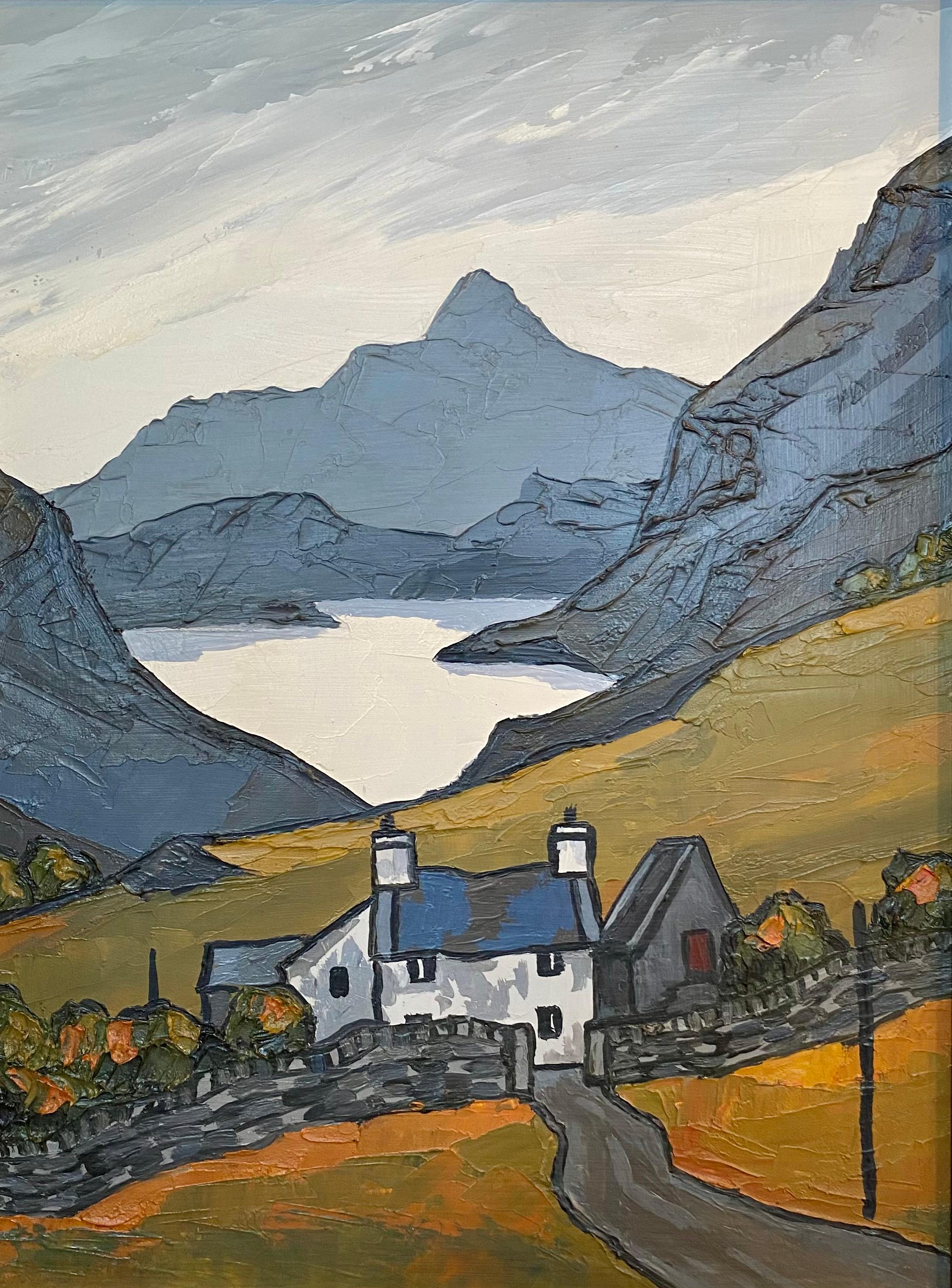David Barnes 'Highland Farm' Welsh Landscape painting with cottage