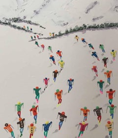 Contemporary Alpine Landscape 3D painting 'Ski School' by Max Todd