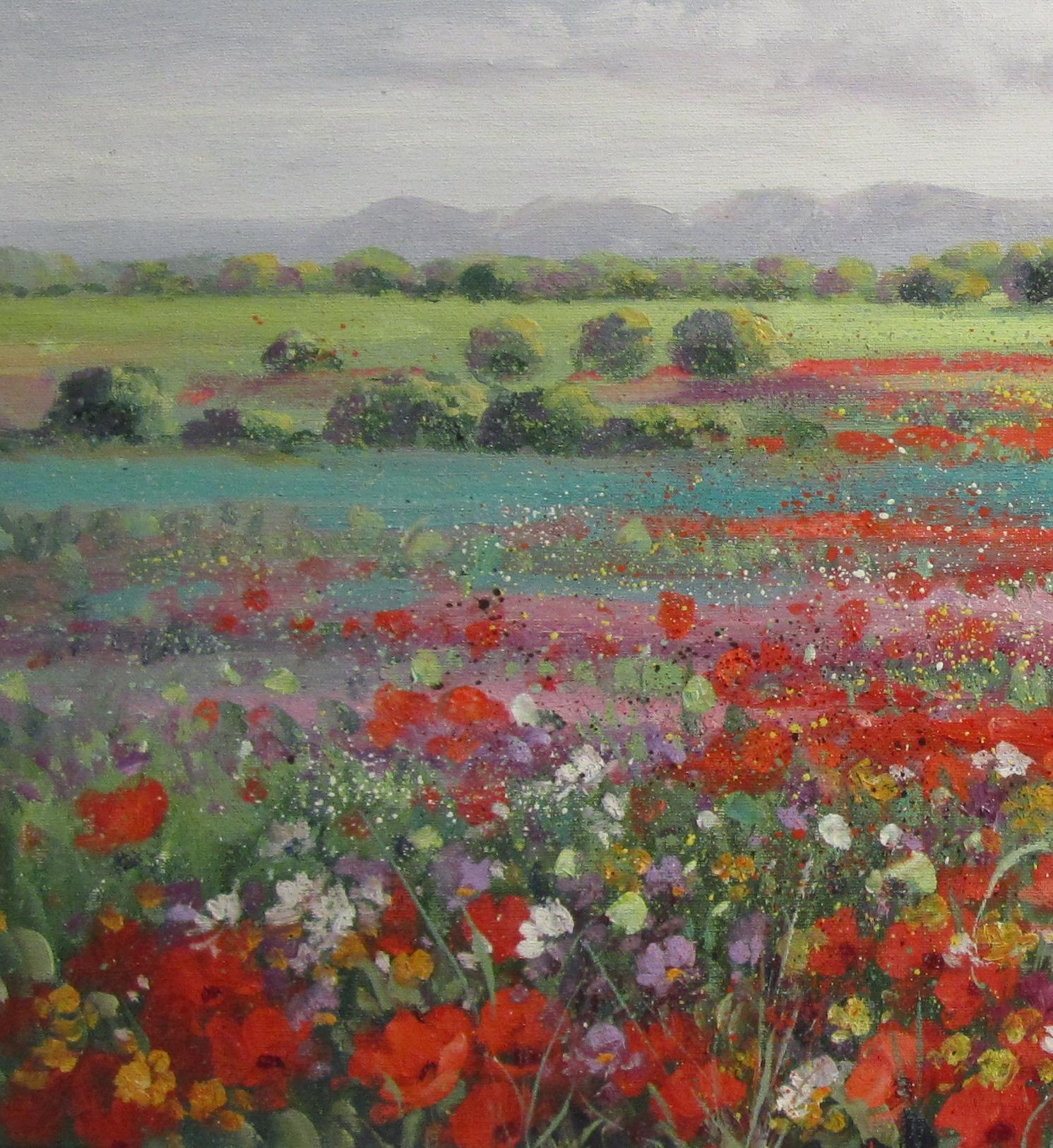 Contemporary Modern Flower Landscape 'Poppy Field' by Vincent Paya 1