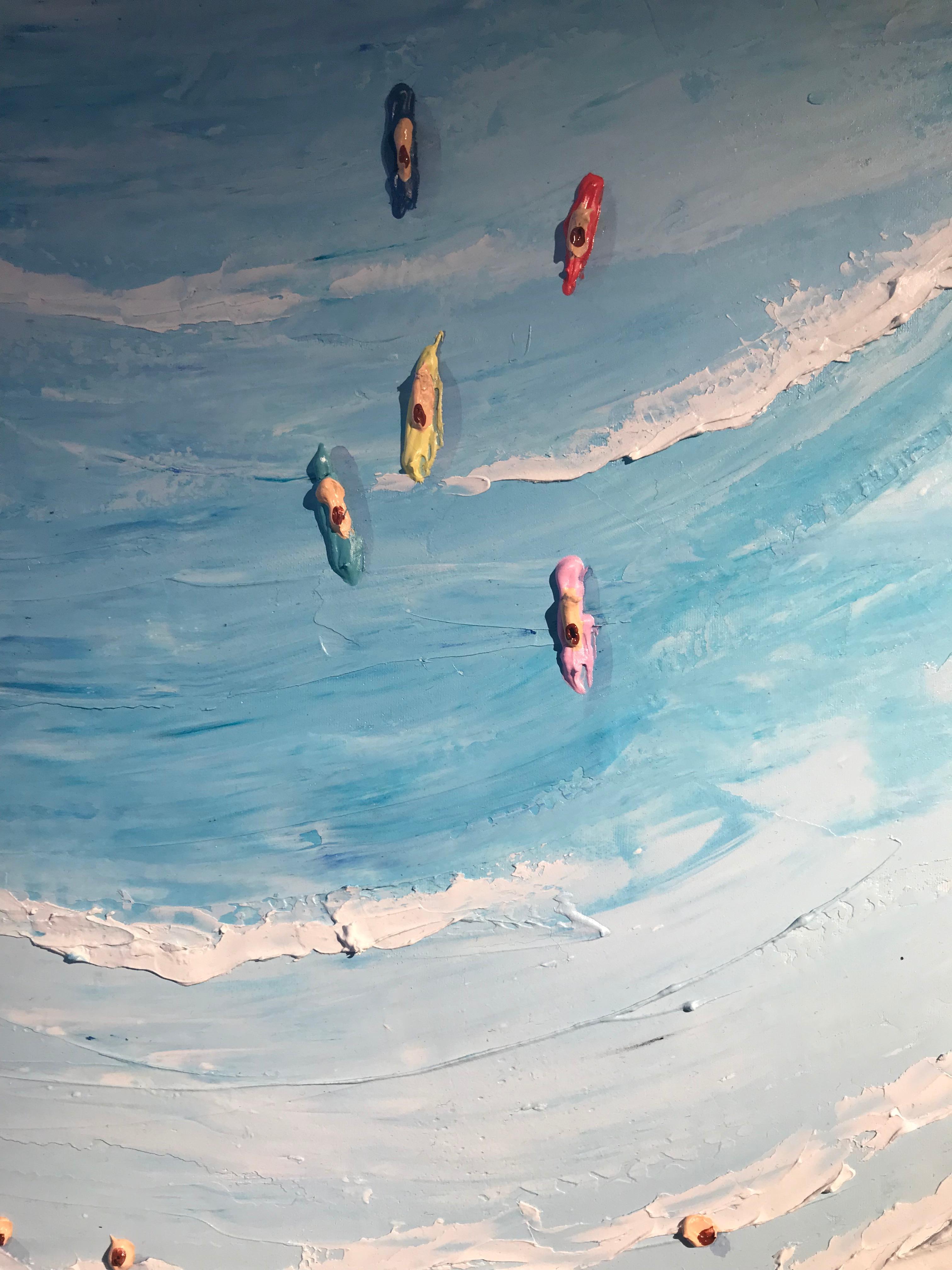 Contemporary 3D Seascape Painting 'Parasols' by Max Todd 1