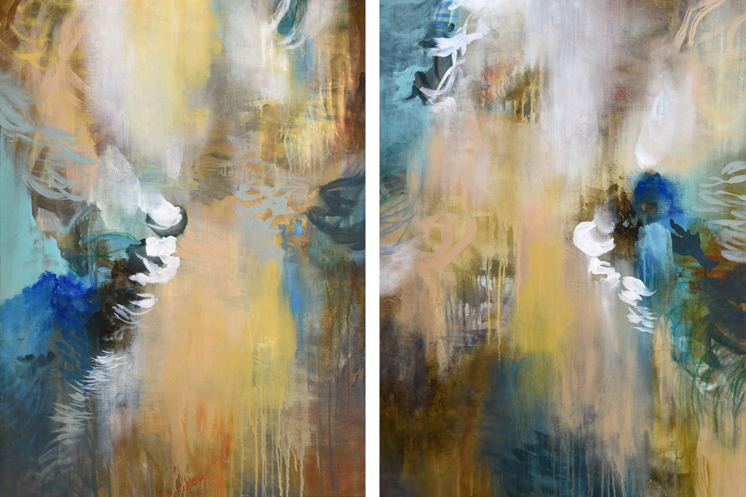 Cat Tesla
"Chrysalis No.256 & 257"
Mixed Media on Canvas
48" x 1.5" x 34" EACH
Signed and titled on back of paintings
More images available upon request 

"My work includes both ethereal landscapes and abstract designs. The subjects I choose to