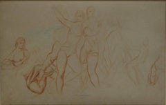Figure Studies, crayon drawing of figures