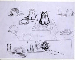 Study for Genesis 3 (Green), preparatory graphite sketch with legs and figures