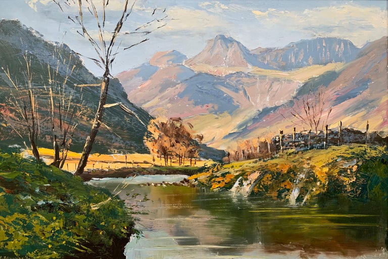 Arthur Terry Blamires Oil Painting of the Langdale Pikes in English
