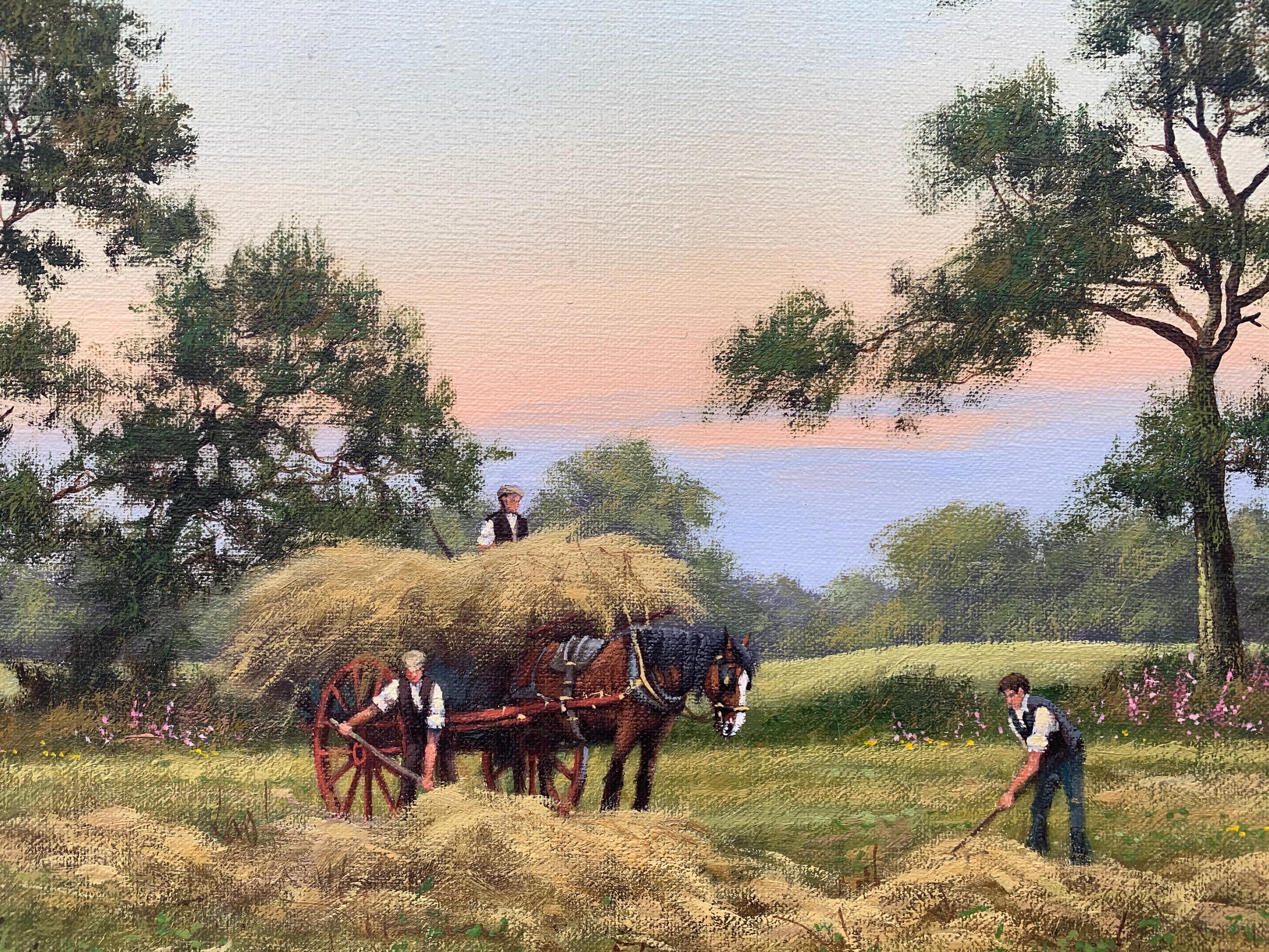 Traditional Oil Painting of English Countryside with Horses by British Artist 6