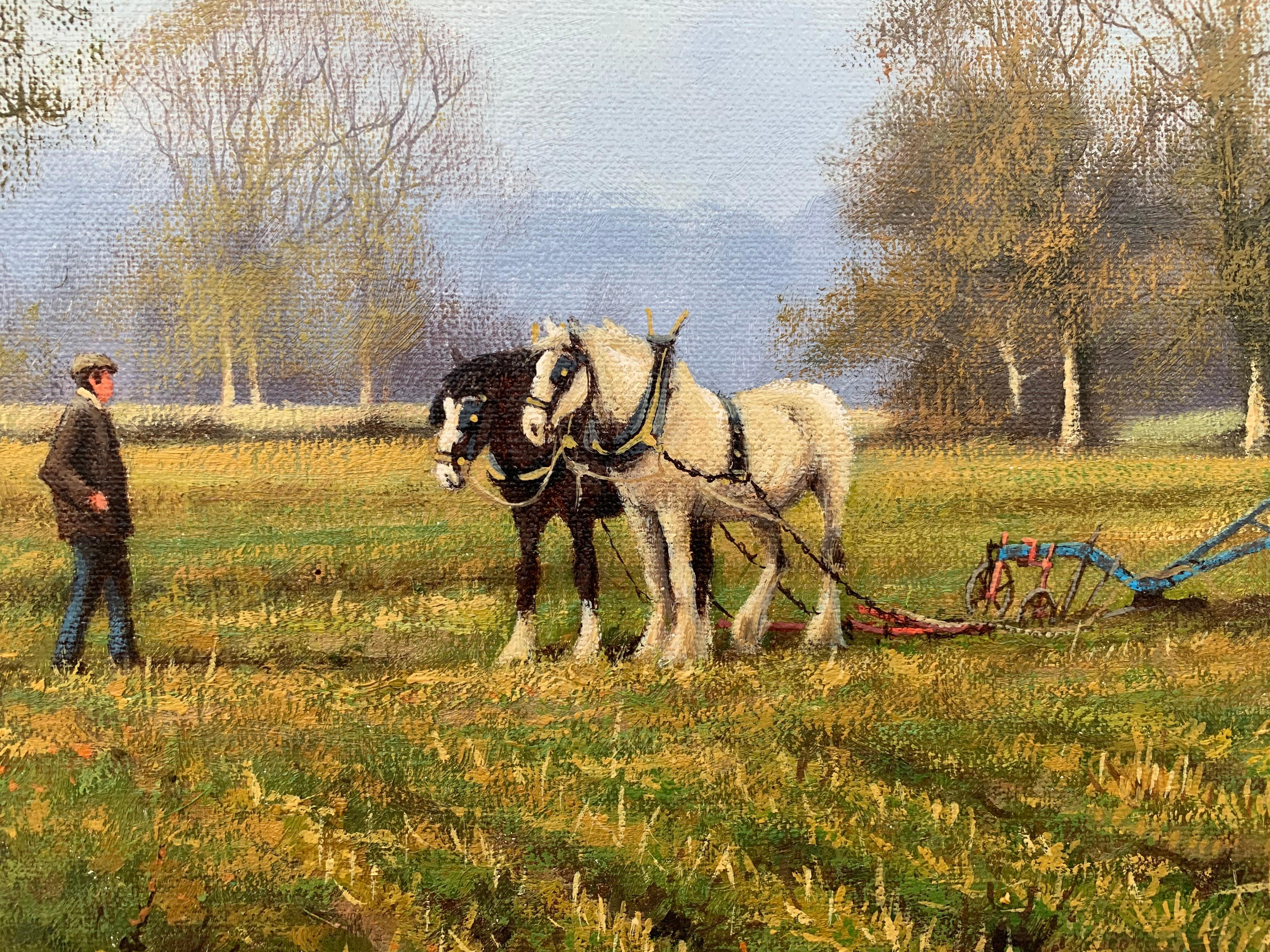 Oil Painting of the English Countryside with Horses by Modern British Artist For Sale 12