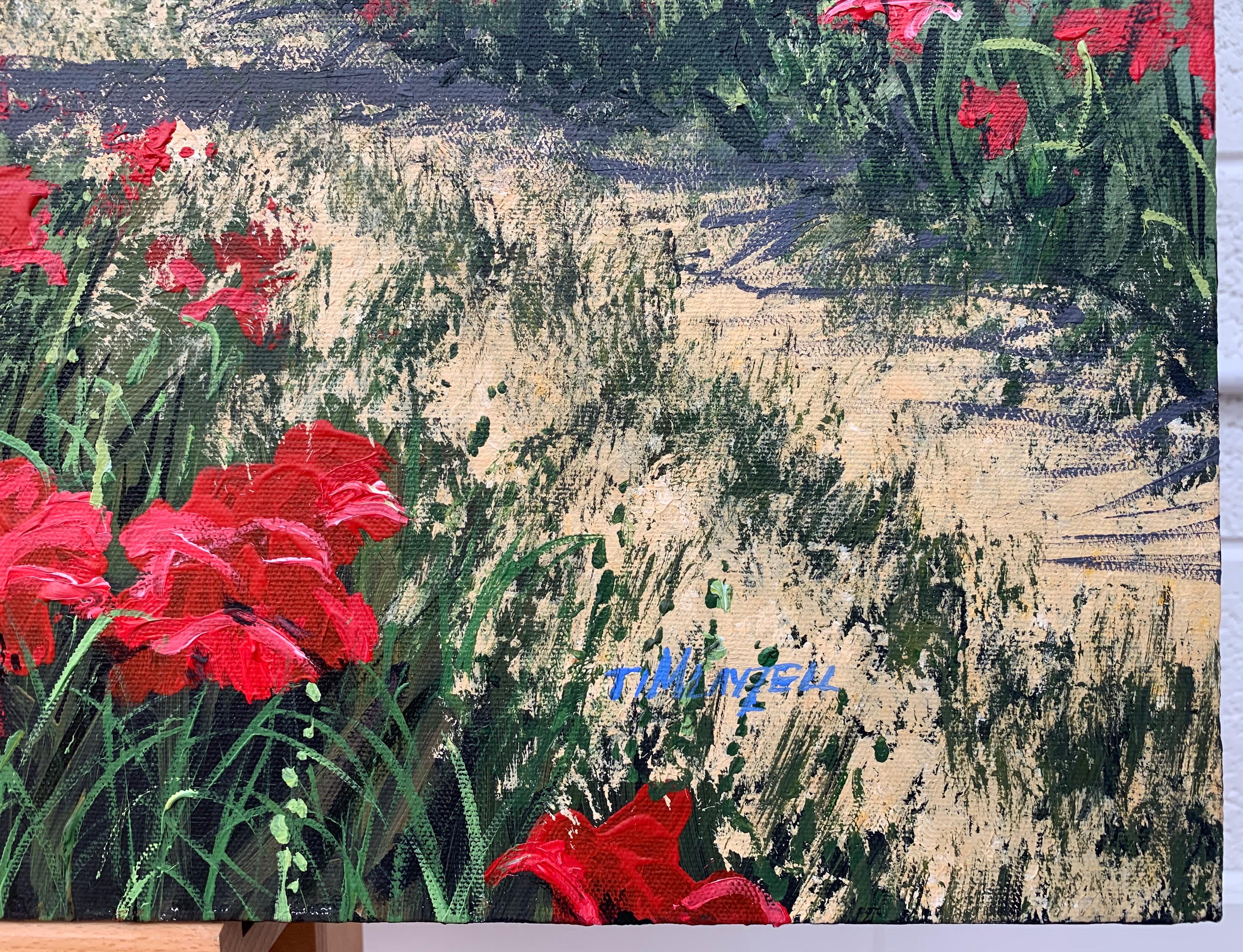 Bright Red Poppy Field in the Sunshine in Europe by Contemporary British Artist 4