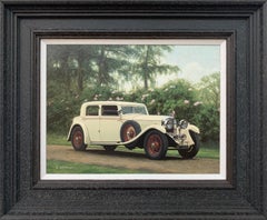 Oil Painting of Classic 1950's Rolls Royce Bentley in the English Countryside