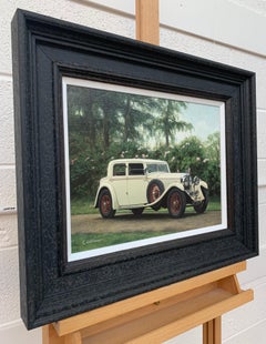 Oil Painting of Classic 1950's Rolls Royce Bentley in the English Countryside
