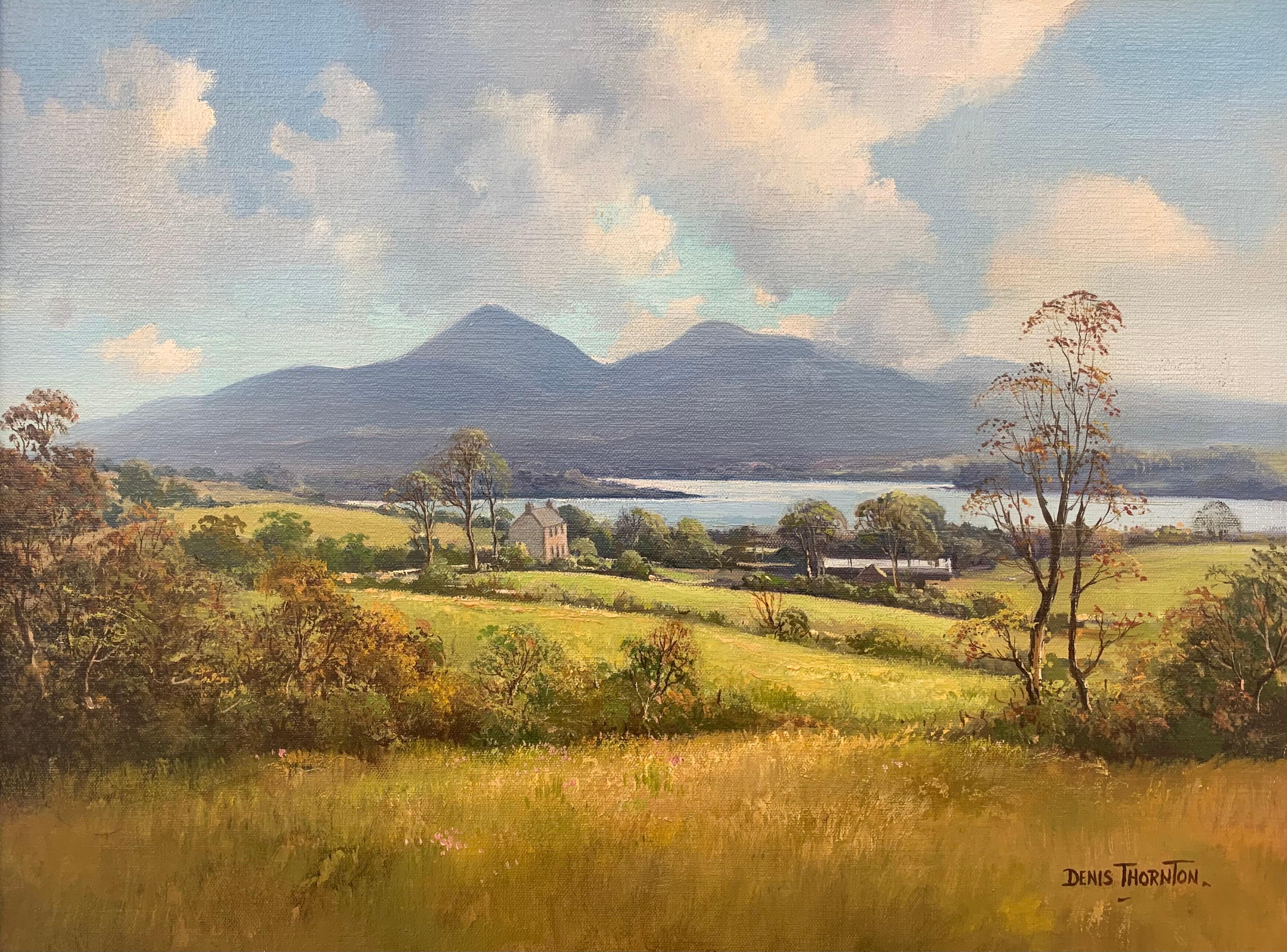 Oil Painting of The Mournes Mountains in Northern Ireland by Modern Irish Artist - Black Landscape Art by Denis Thornton