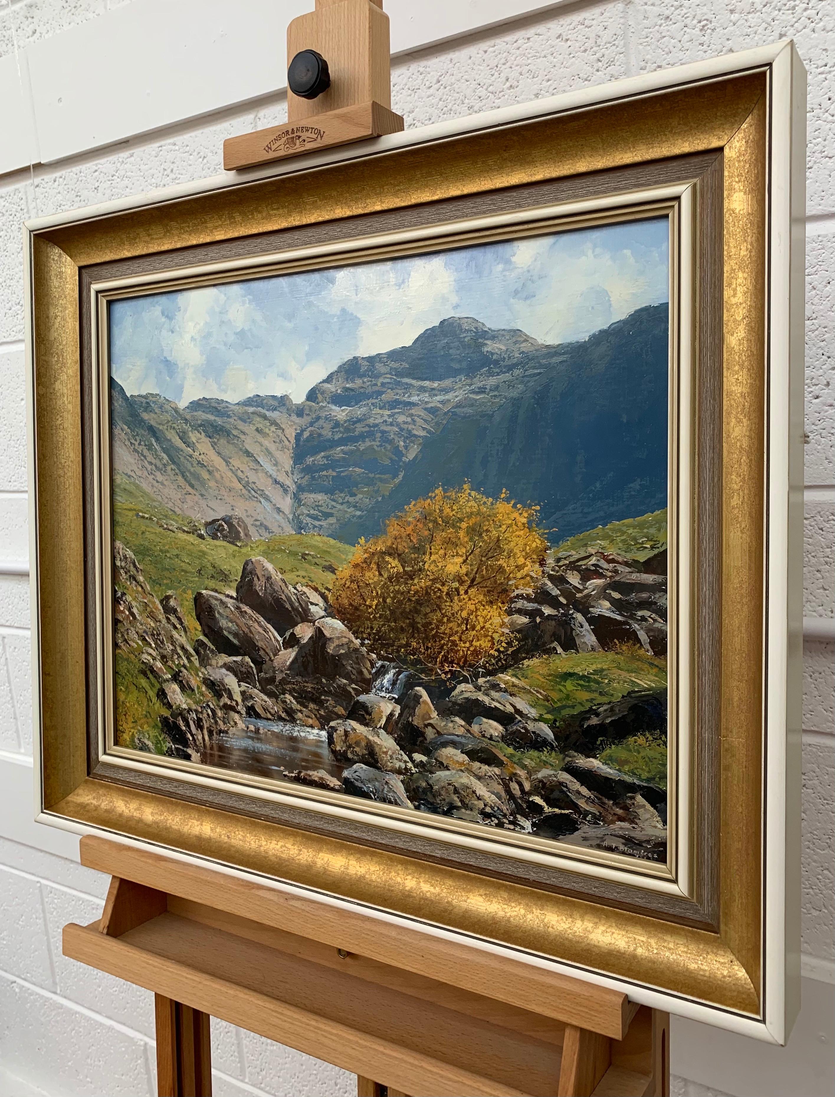 Peinture à l'huile de la région des lacs anglais par un artiste paysagiste Modern British - Marron Landscape Art par Arthur Terry Blamires