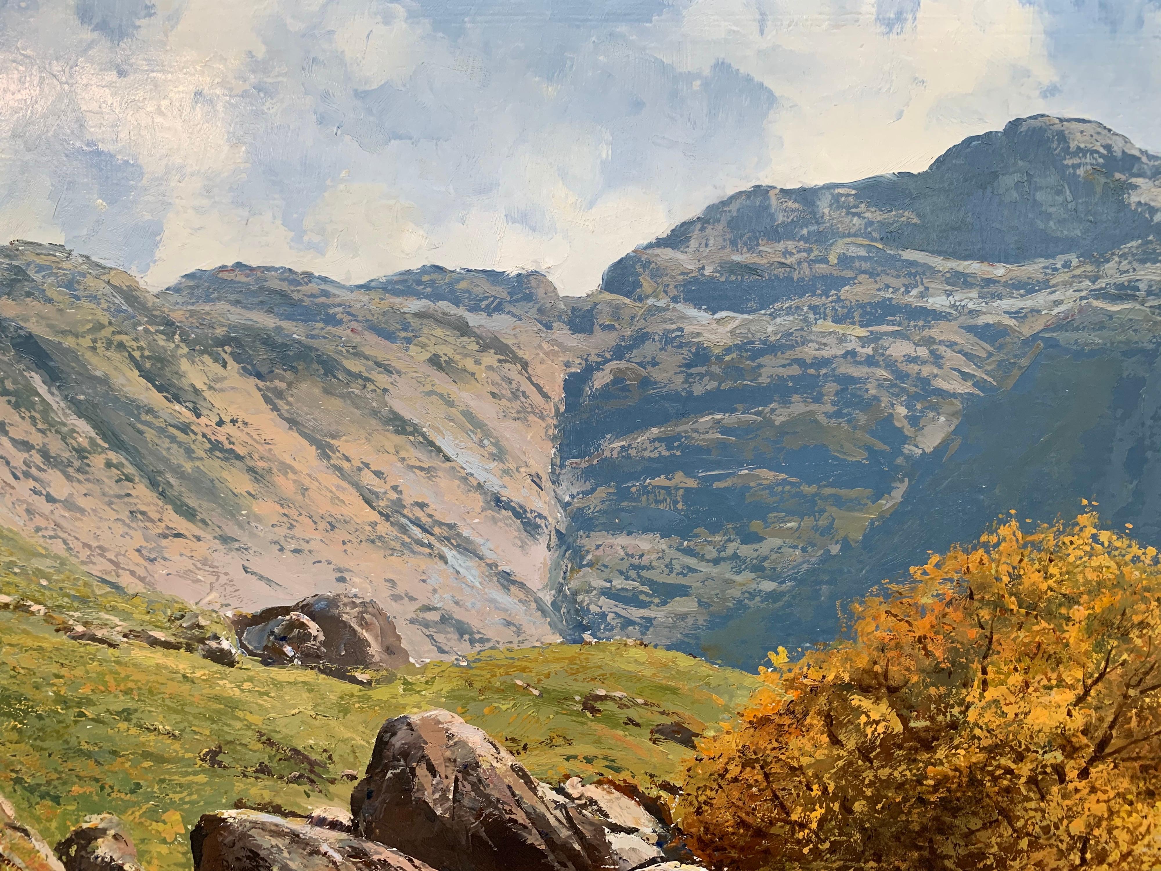 Peinture à l'huile de la région des lacs anglais par un artiste paysagiste Modern British en vente 5