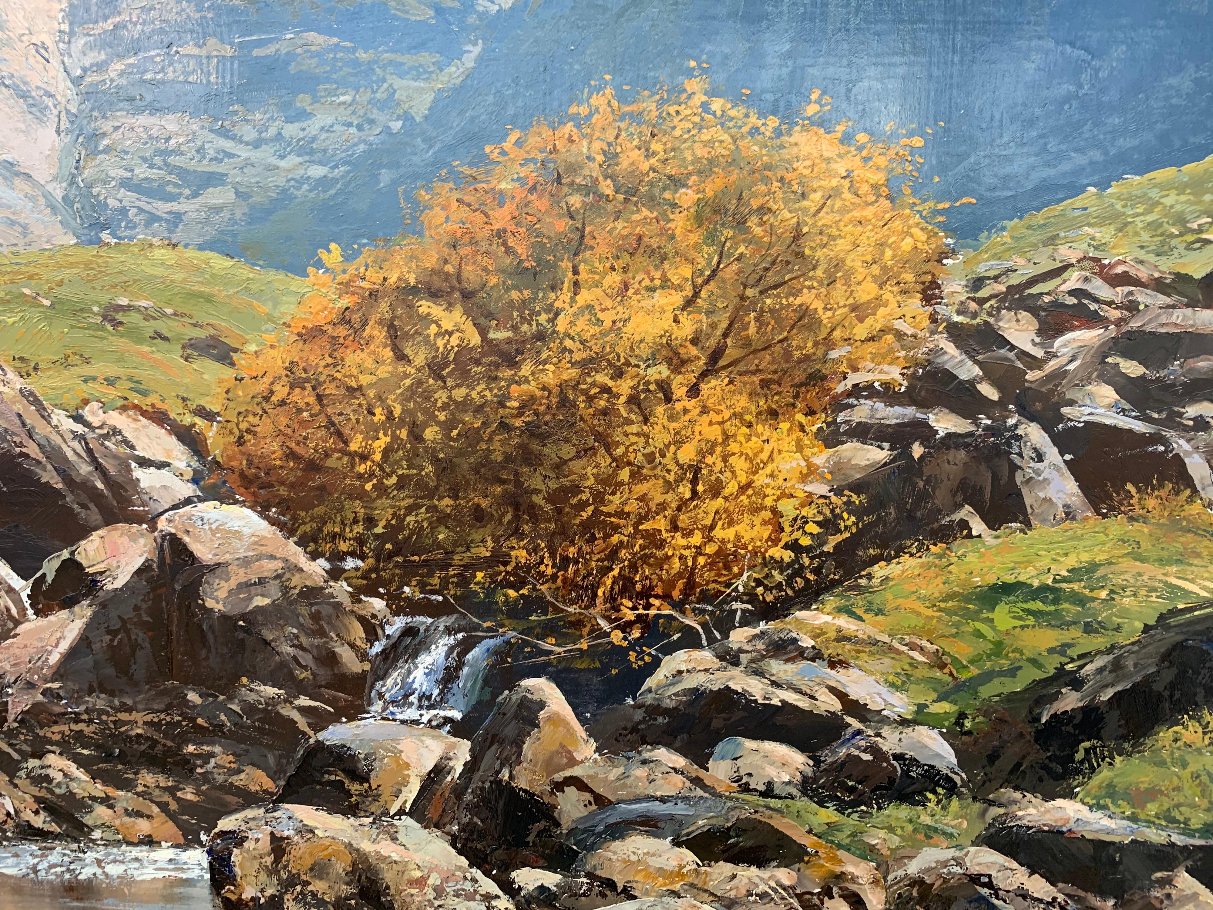 Peinture à l'huile de la région des lacs anglais par un artiste paysagiste Modern British en vente 6