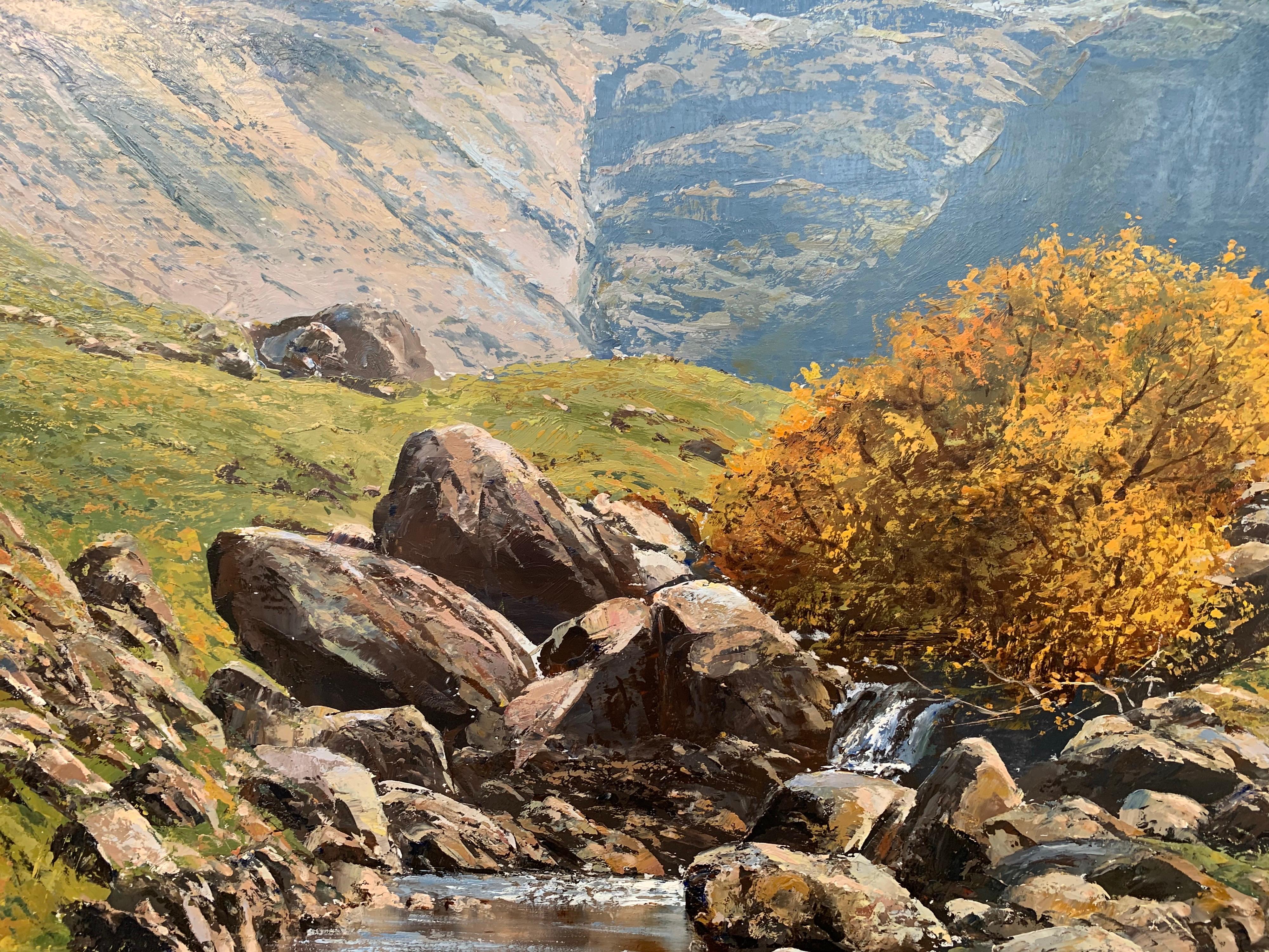 Peinture à l'huile de la région des lacs anglais par un artiste paysagiste Modern British en vente 8