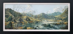 Welsh Landscape with Mountains & Lake Impasto Oil Painting by British Artist