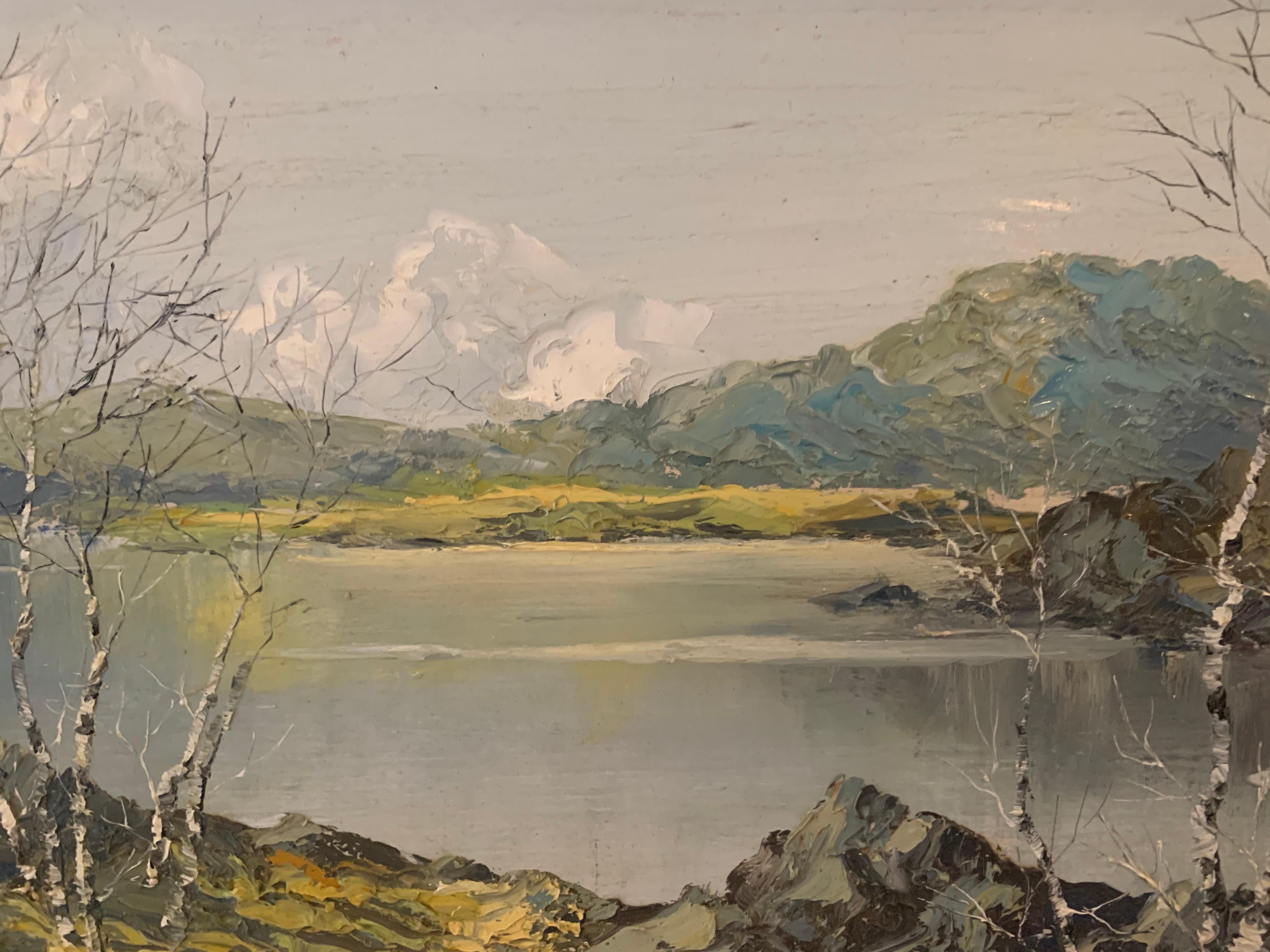 Peinture à l'huile des montagnes et lacs Snowdon au Pays de Galles par un artiste Modern British en vente 4