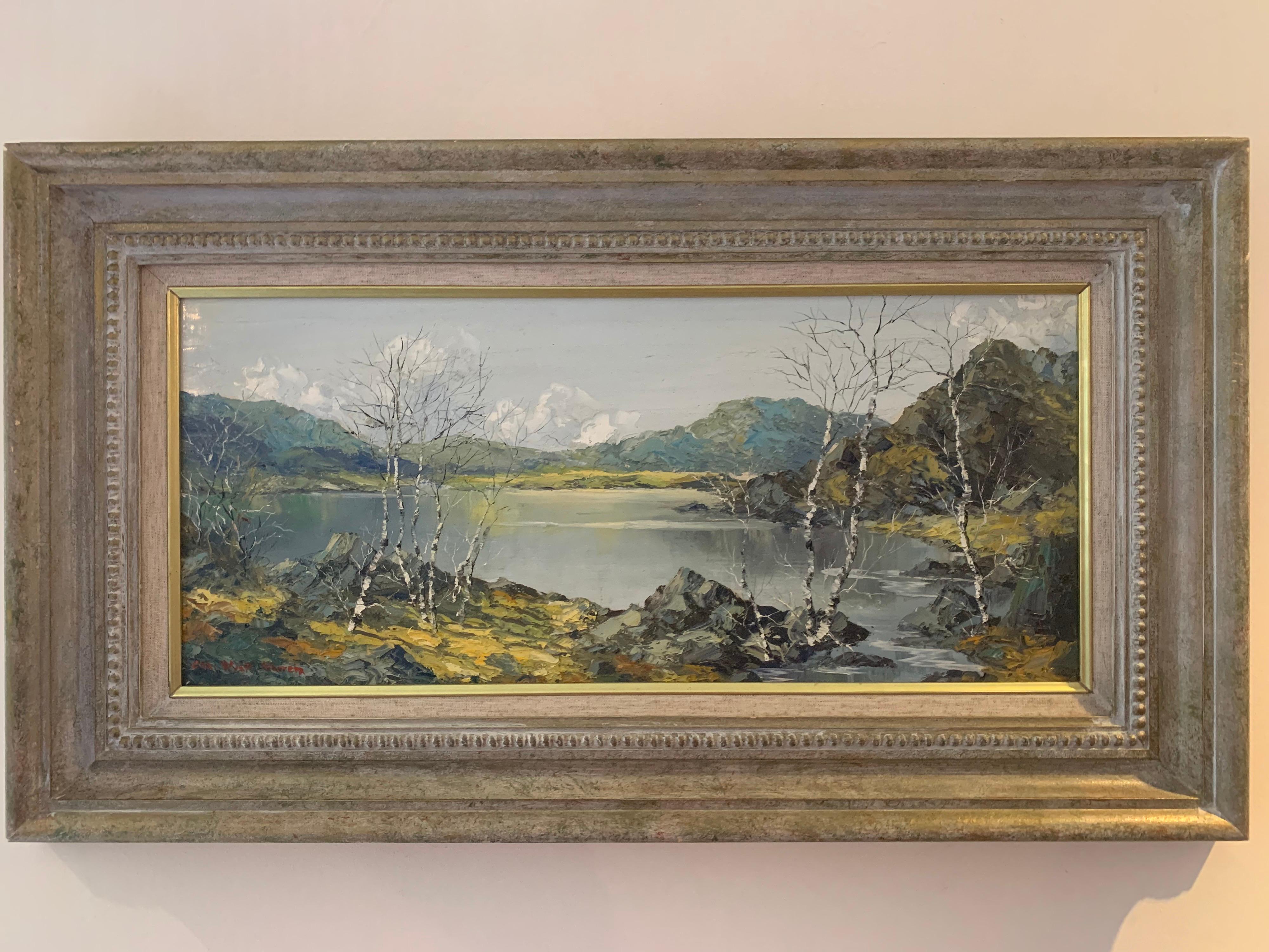 Peinture à l'huile des montagnes et lacs Snowdon au Pays de Galles par un artiste Modern British - Moderne Painting par Charles Wyatt Warren