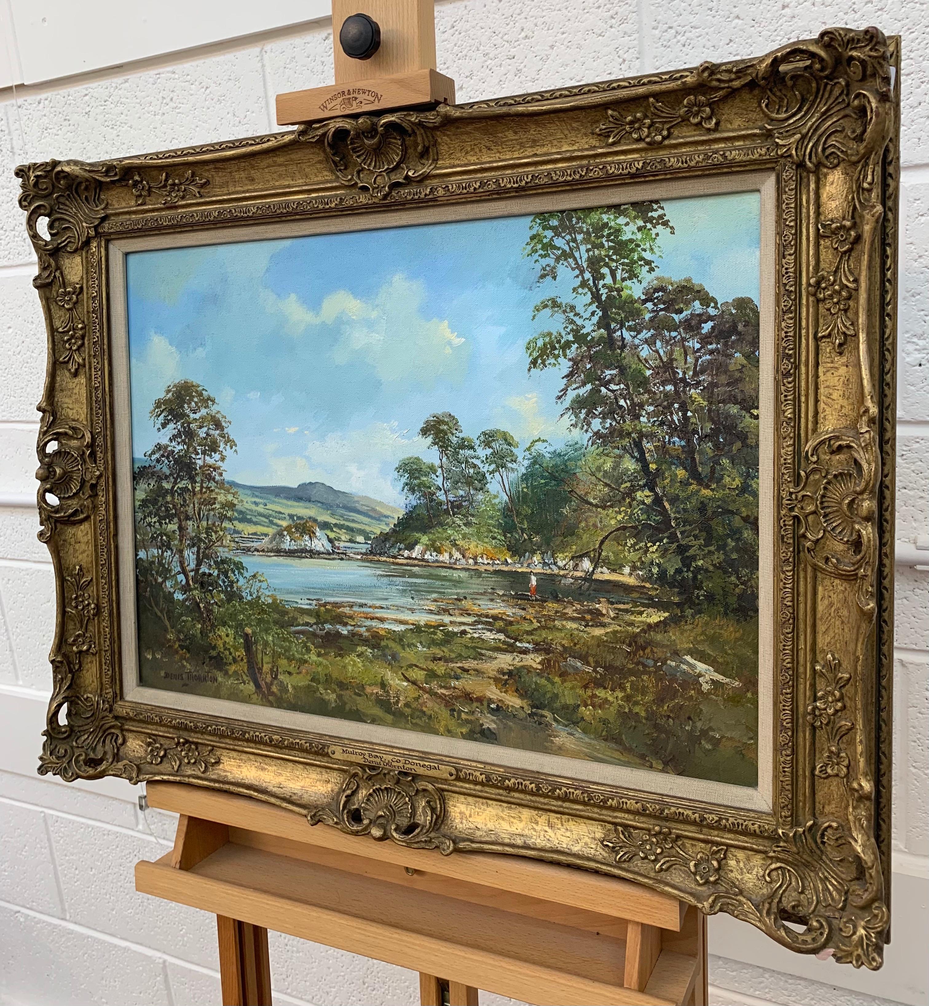 Original Post-War Oil Painting of Mulroy Bay Donegal Ireland by Irish Artist - Brown Figurative Painting by Denis Thornton