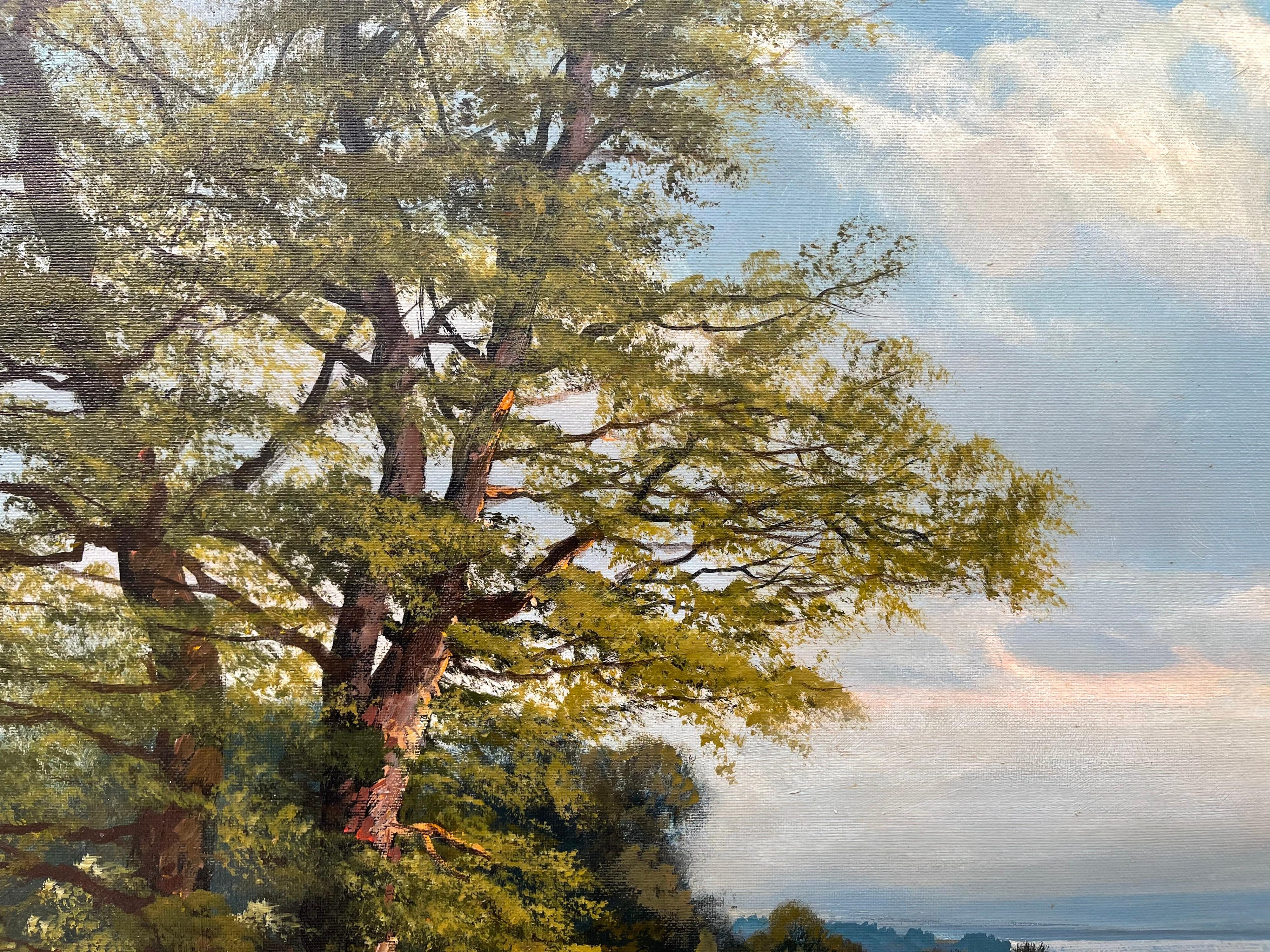Alpine Haymaking 20th Century Realist Oil Painting by German Landscape Artist  5